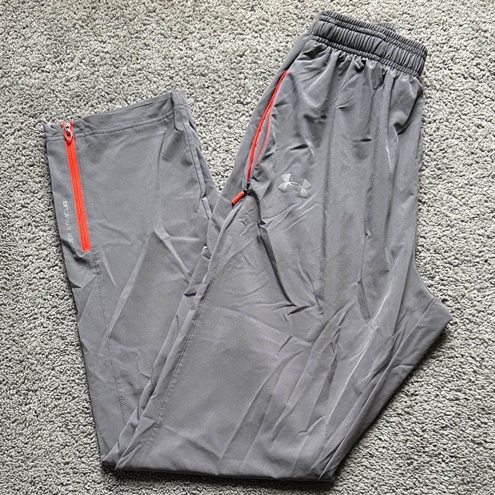 Under Armour Men's Gray Joggers with Red/orange Accents